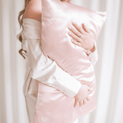 Pink Silk Pillowcase (Queen) + Scrunchies