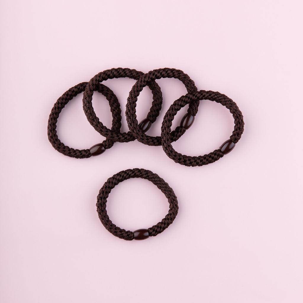 Brown No-Tug Hair Ties (5 Ties)