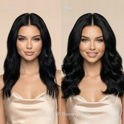 Jet Black (1) Thinning Hair and Invisible Clip-Ins Bundle