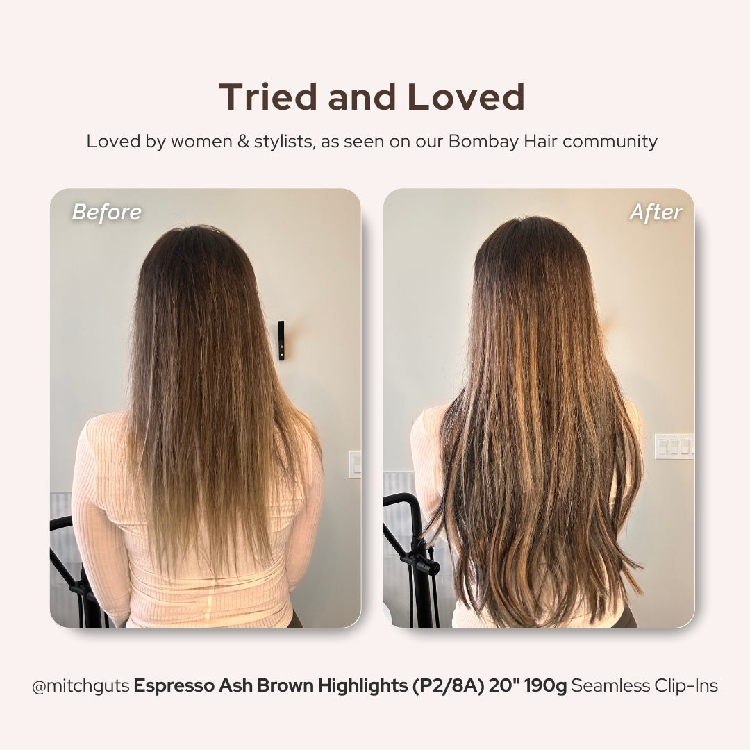 Espresso Ash Brown Highlights (P2/8A) 20" 220g - Clip-Ins
