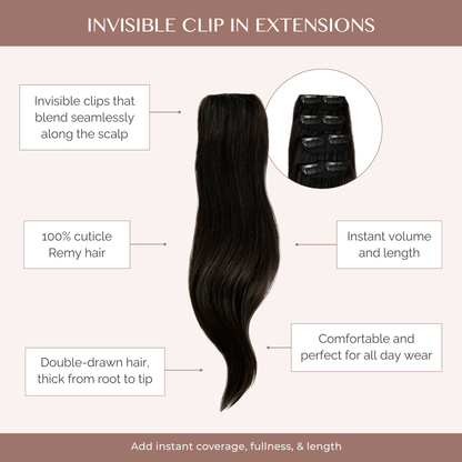 Espresso Caramel (2/5B) Invisible Clip-ins
