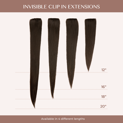 Medium Brown (2B) Invisible Clip-ins
