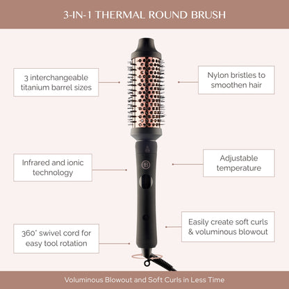 3-in-1 Thermal Round Brush