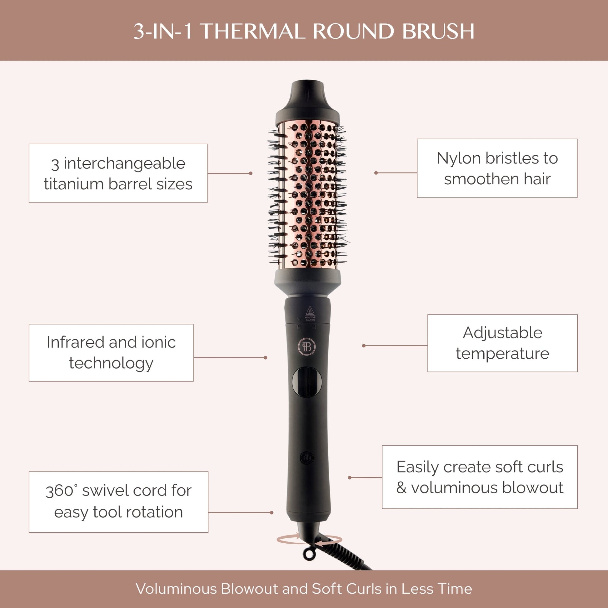 Benefits of 3-in-1 Thermal Round Brush for hair blowout - Bombay Hair Canada