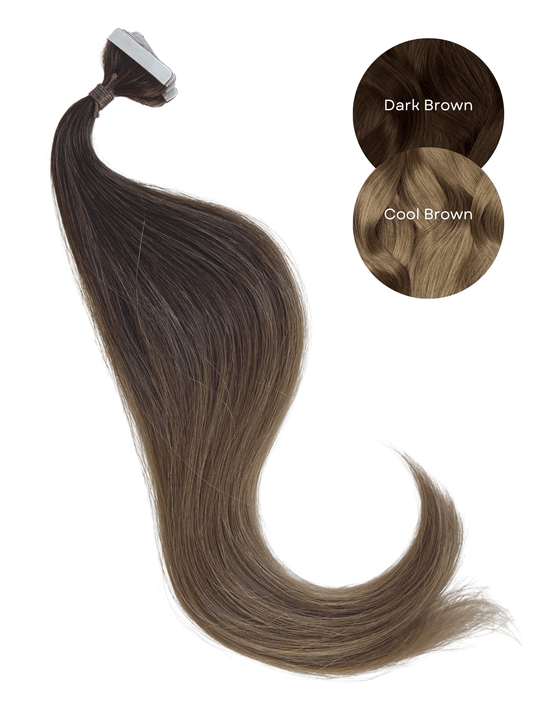 Ombre Dark Brown (#2) to Cool Brown (#10C) Invisible Tape 20" (25g) (backorder)