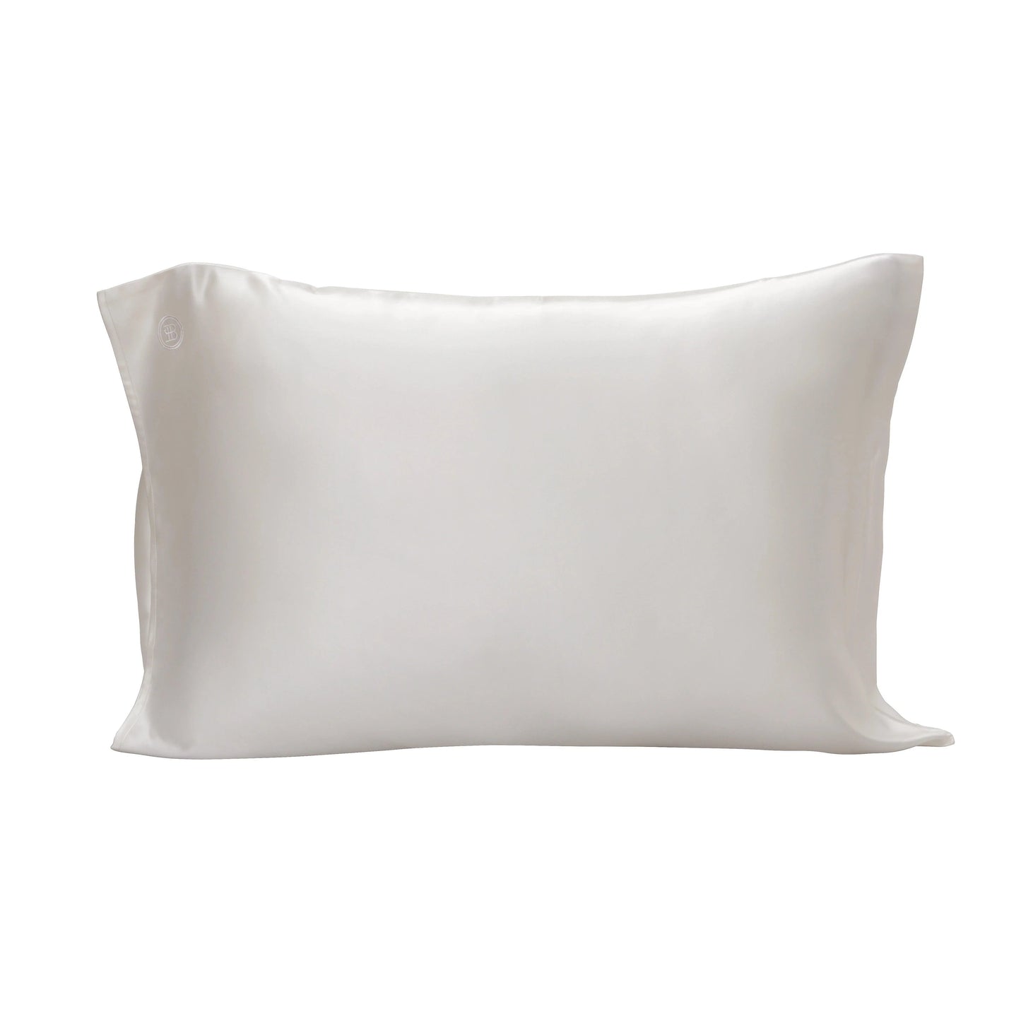 Queen-sized White Silk Pillowcase on white background