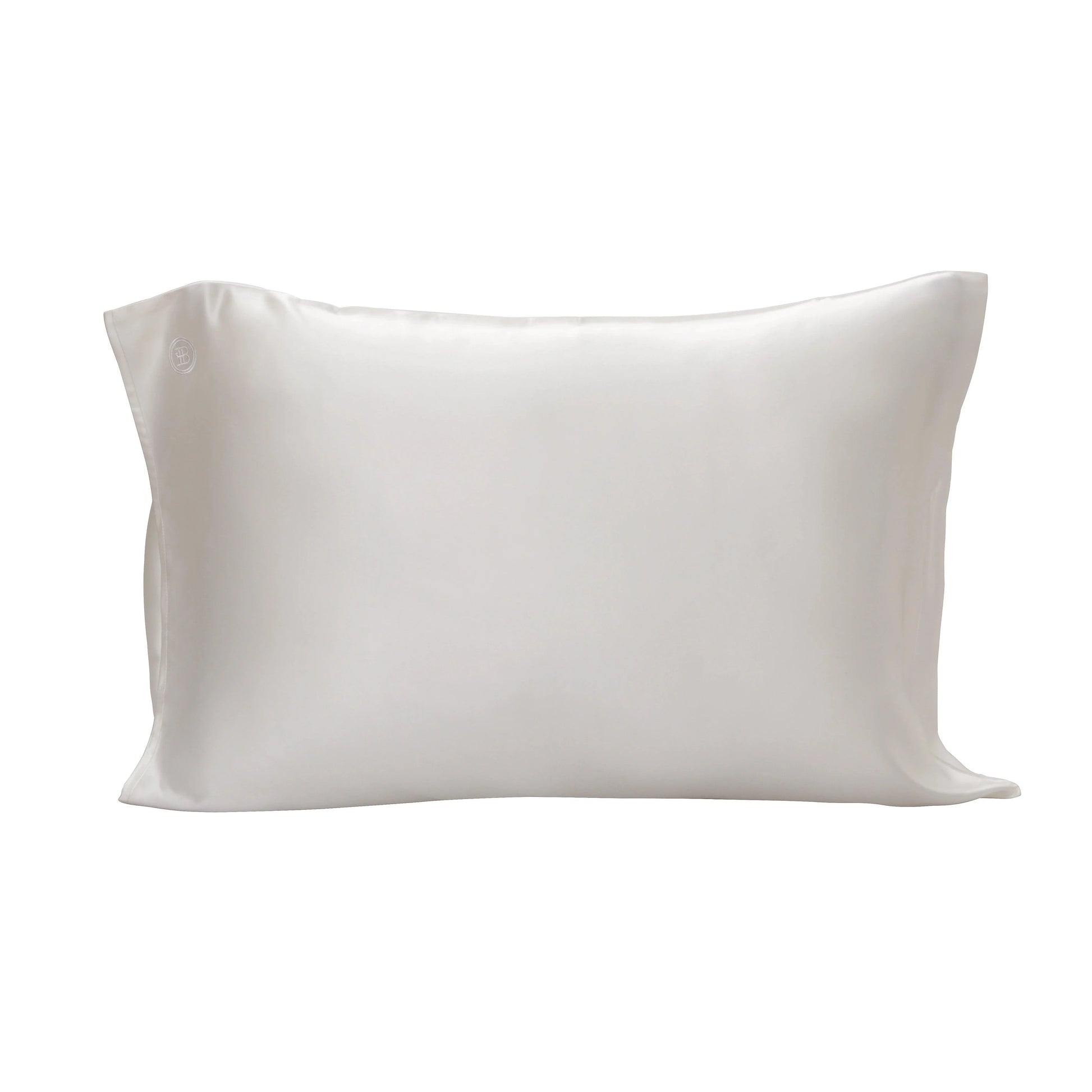 Queen-sized White Silk Pillowcase on white background