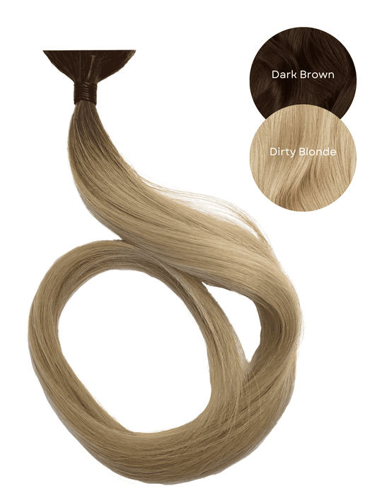 Rooted Dark Brown (2) to Dirty Blonde (19C) 20" Keratin Tip
