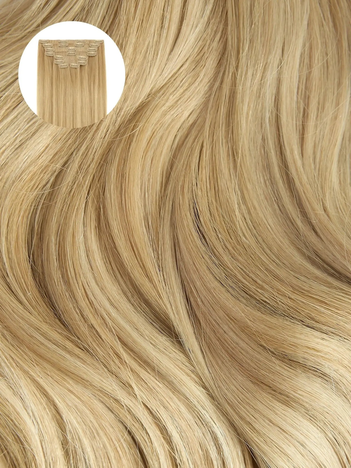 Warm Platinum Blonde Highlights (P18/613) Seamless Clip-Ins