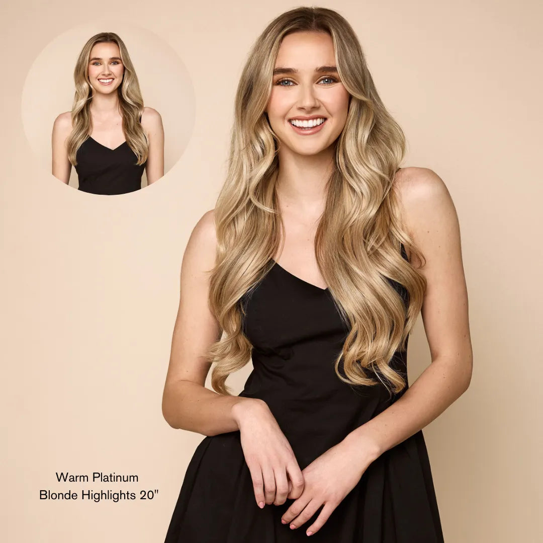 Warm Platinum Blonde Highlights (P18/613) 22" 220g - Clip-Ins