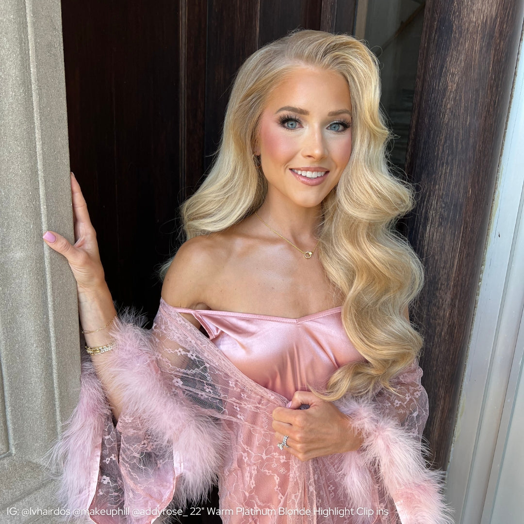 Warm Platinum Blonde Highlights (P18/613) Seamless Clip-Ins
