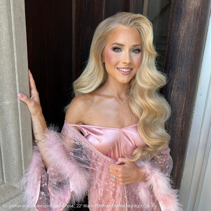 Warm Platinum Blonde Highlights (P18/613) Seamless Clip-Ins