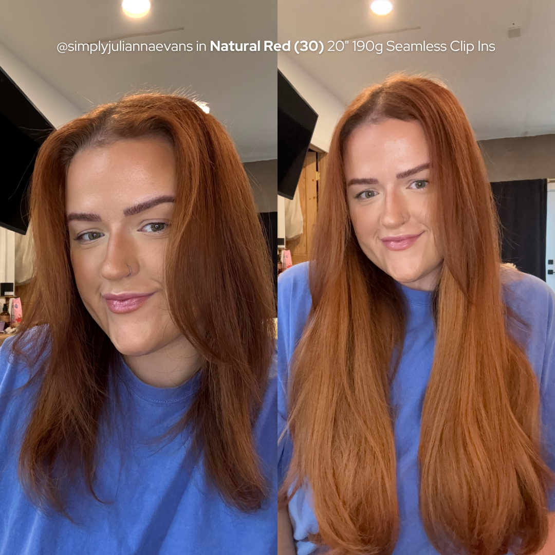 Natural Red (30) 20" 190g Seamless Clip-Ins