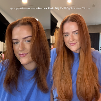 Natural Red (30) 20" 190g Seamless Clip-Ins